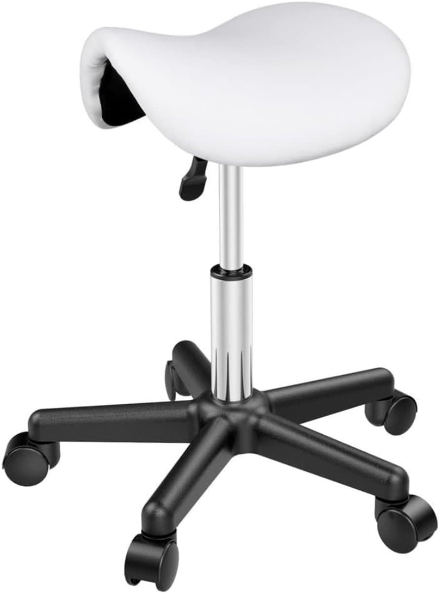 DnA® Zadelkruk - Zadelkruk Op Wielen - Tabouret - Wit - 50cm x 50cm x 60cm