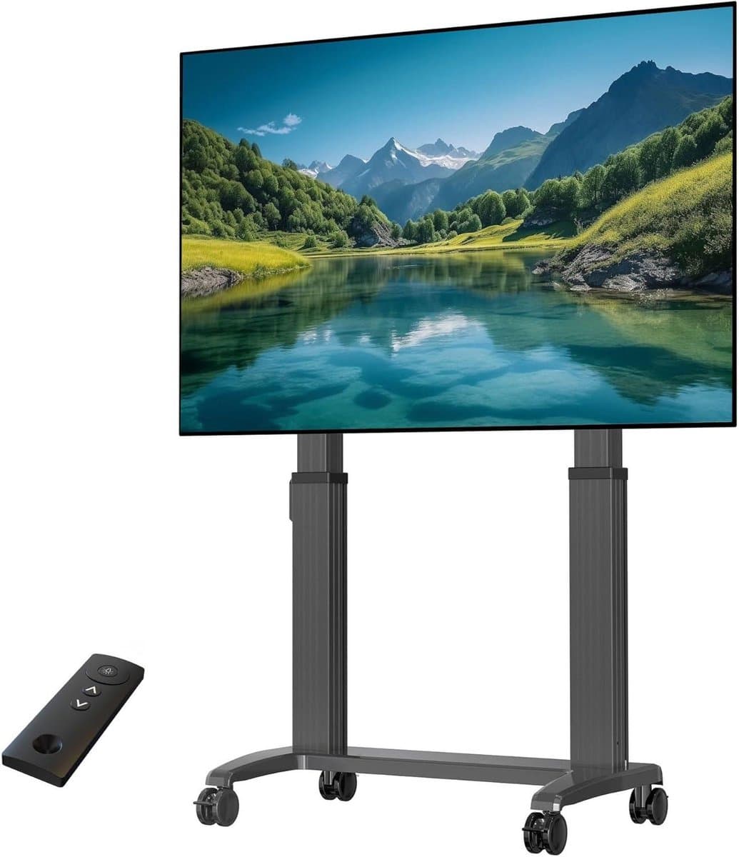 Verstelbare Mobiele TV Trolley voor 75-100 Inch Display - Max. Belasting 136kg, Verstelbare Hoogte Elektronische Lift TV Stand, Max. VESA 1000 x 600mm (Model: GF100)