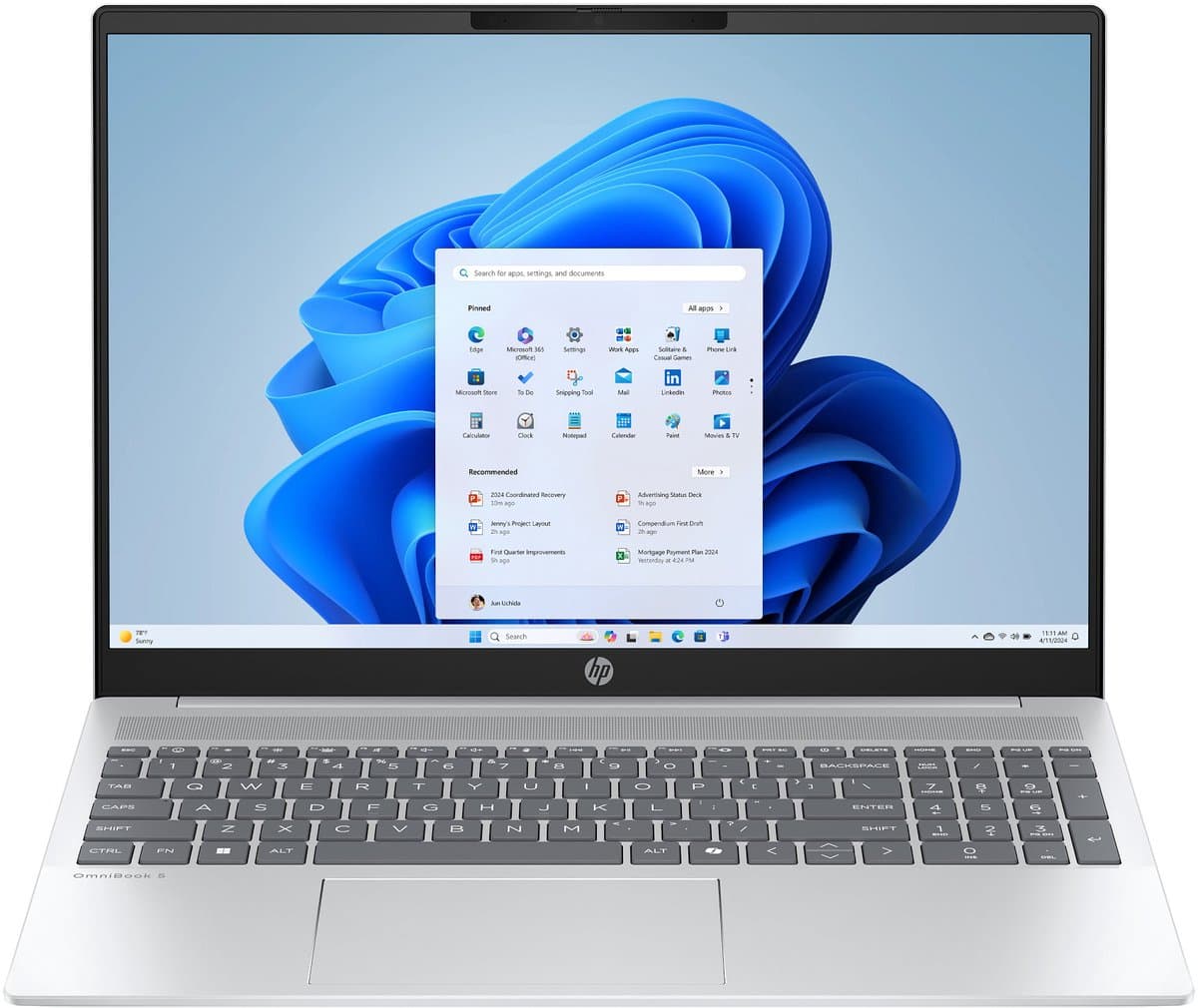 HP OmniBook 5 16-bc1645nd AMD Ryzen™ 7 8840U Laptop 40,6 cm (16") 2K 16 GB LPDDR5-SDRAM 512 GB SSD Wi-Fi 6 (802.11ax) Windows 11 Home AI PC Zilver