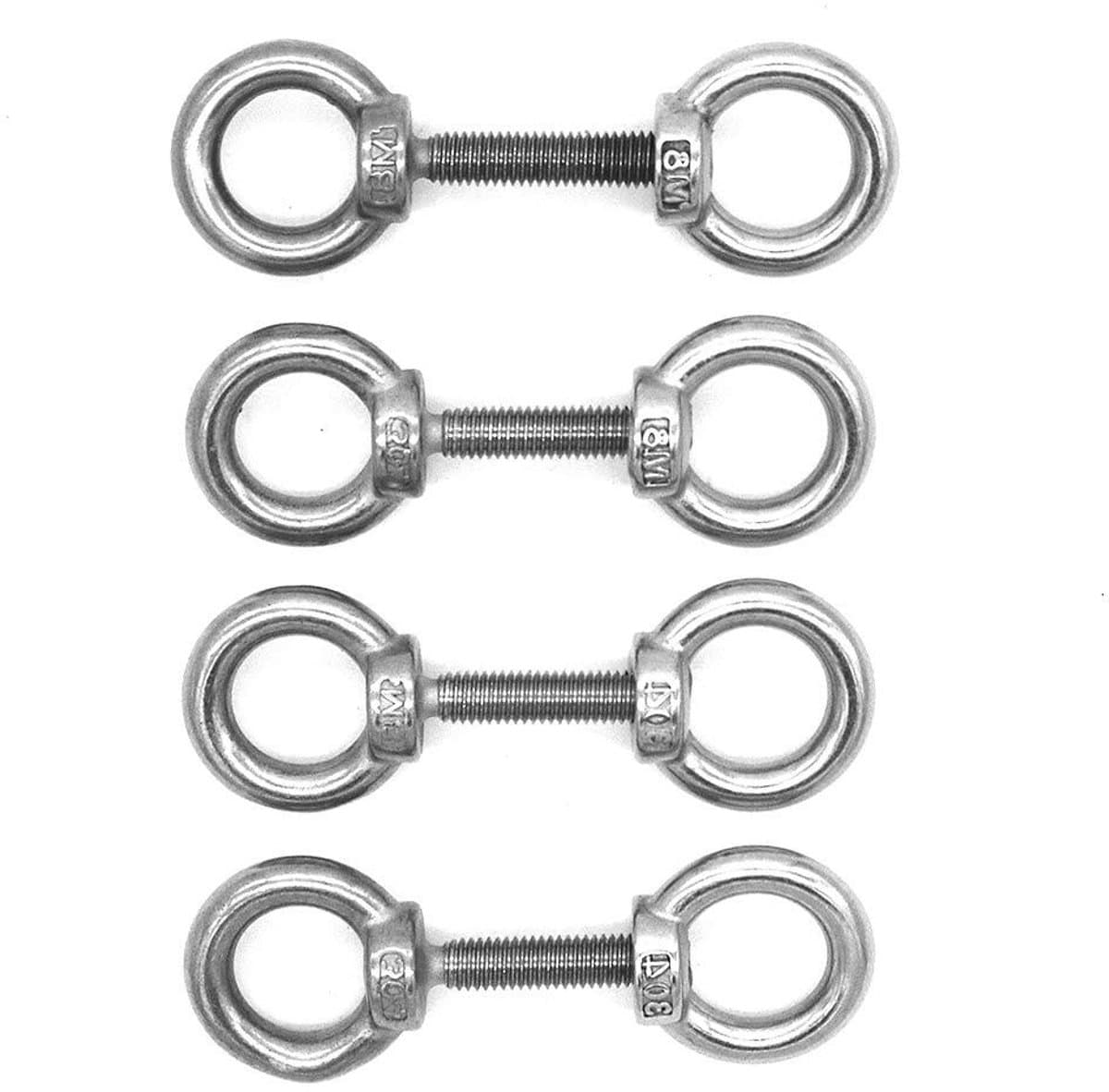 Schroefogen Set - Oogbouten Metaal - Zware Bevestiging - Roestbestendig Staal - M8x40mm 4 Stuks - Zilverkleurig