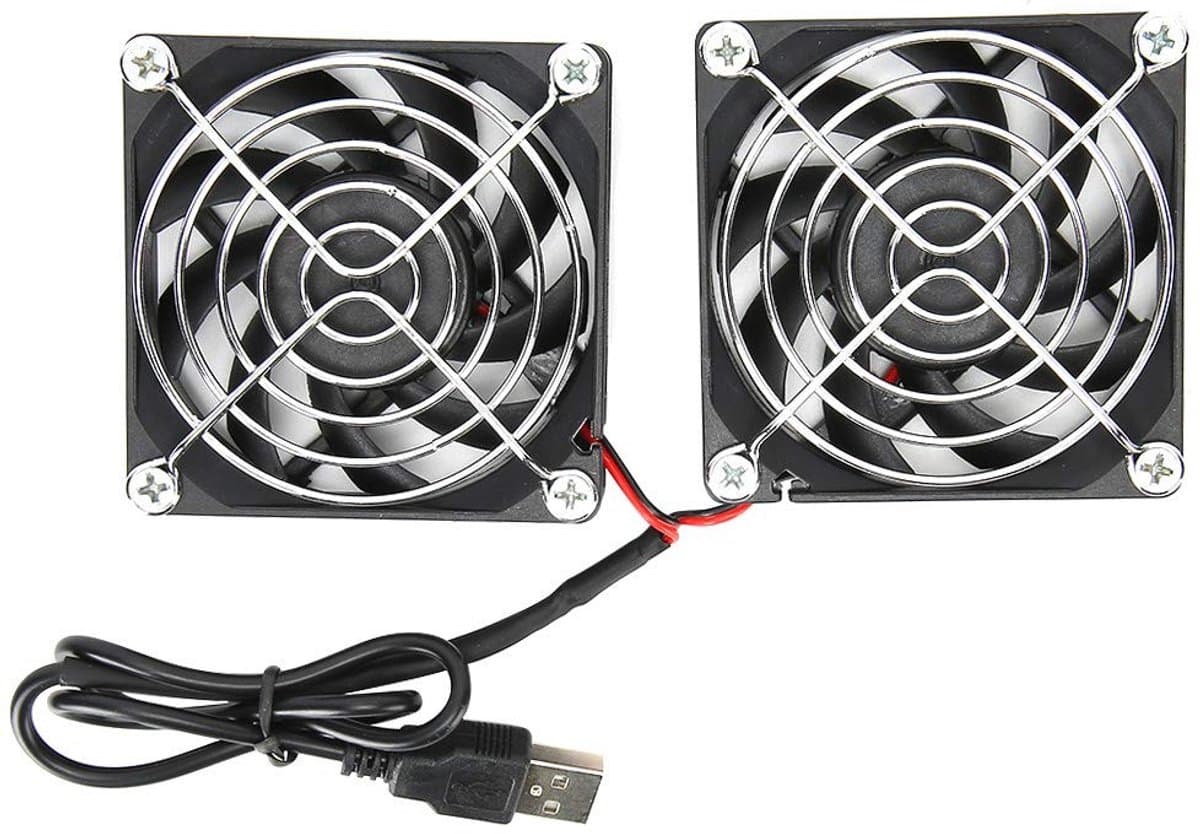 Dailygoody - USB Koelventilator - Dual Fan - Efficiënte Koeling - 70mm Formaat - Ideaal voor Router - USB Aansluiting - Geschikt voor RT-AC68U en AC86U