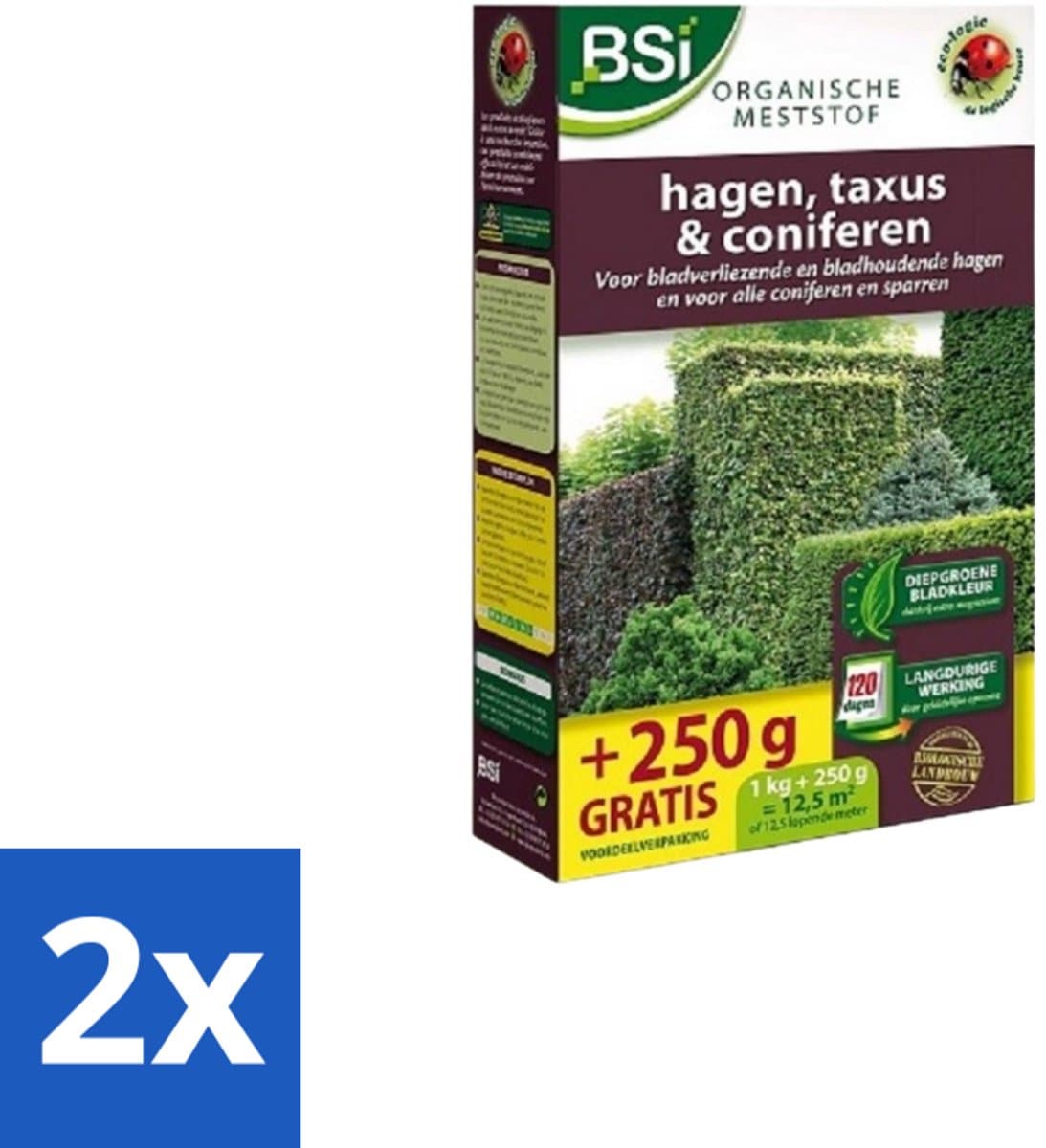 BSI – Hagen, Taxus & Coniferen Meststof – Sterke Groei & Diepgroene Naalden – 1,25 kg (12,5 m²) - Voordeelverpakking - 2 stuks