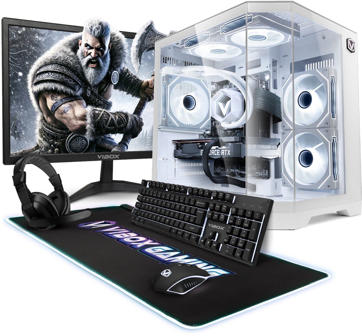 Vibox Gaming PC Set - Intel i9 12900KF - RX 9060 XT 16GB - 16GB RAM - 1TB SSD - Windows 11 - WiFi 6 + Bluetooth 5.4 - 23" Monitor + Accessoires