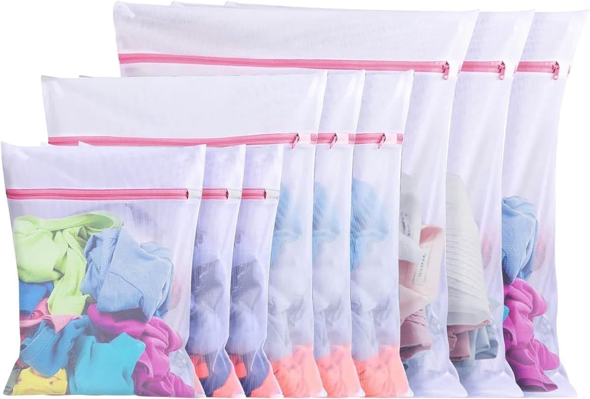 Wasmachine Wasnet - 10 Stuks, Grote Mesh Waszak voor Kleding, Ondergoed, Schoenen en Babykleding (3 Maten)