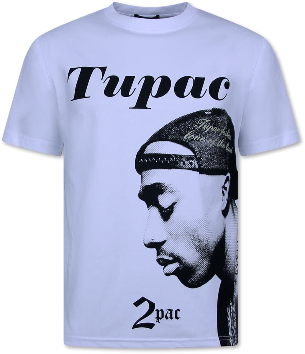 2Pac - Heren Tshirt met Opdruk - T shirt Heren met Print - Funny Shirt - 663 - Wit