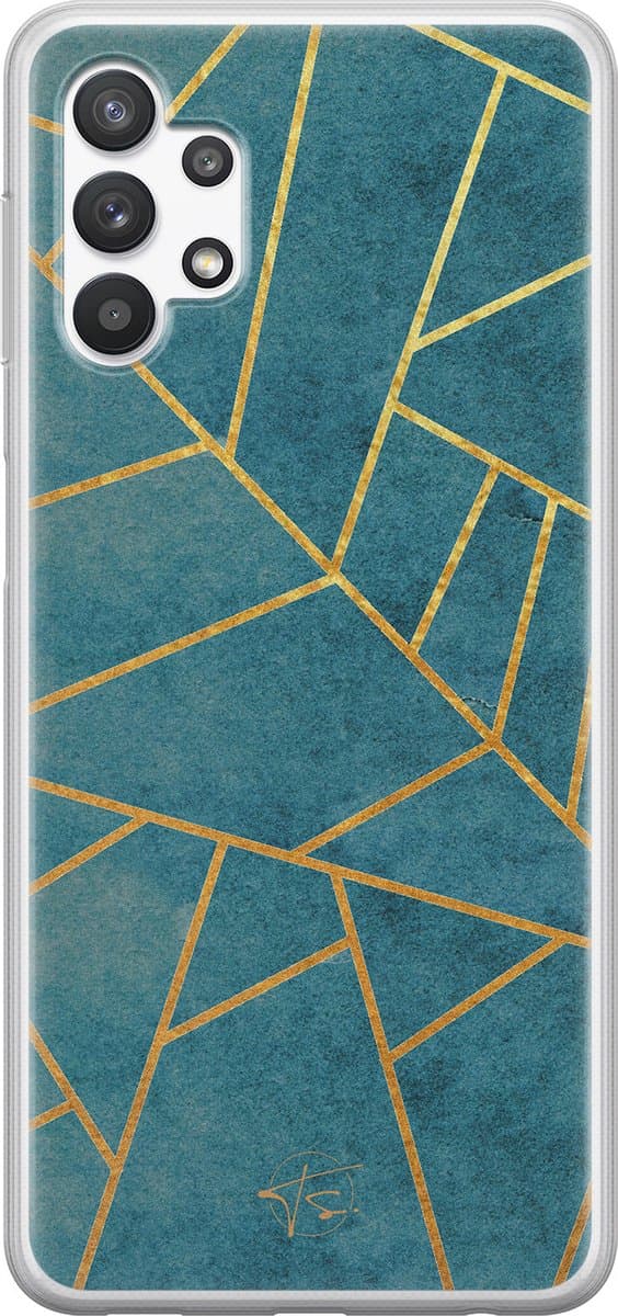 Hoesje geschikt voor Samsung Galaxy A32 5G - Abstract blauw - Soft Case - TPU - Print - Blauw - Mooie Telefoonhoesjes