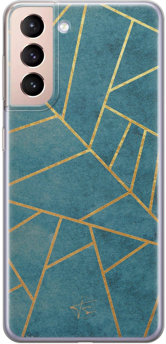Hoesje geschikt voor Samsung Galaxy S21 - Abstract blauw - Soft Case - TPU - Print - Blauw - Mooie Telefoonhoesjes