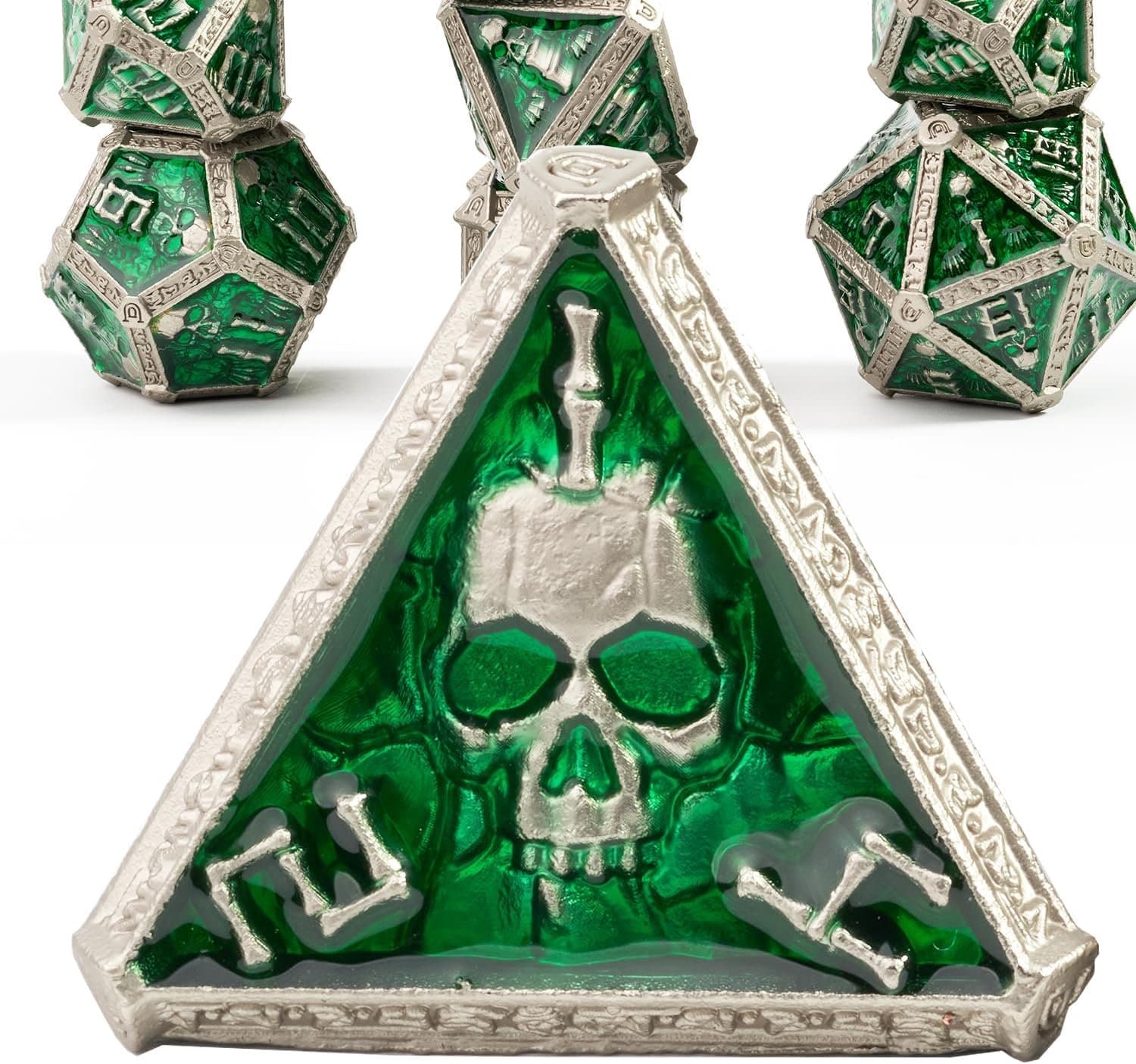 Skull Dice Set: 7PCS Mystery Bone Polyhedral DND Dice for D&D, Halloween and Other Tabletop Games - Green - ShopVlot