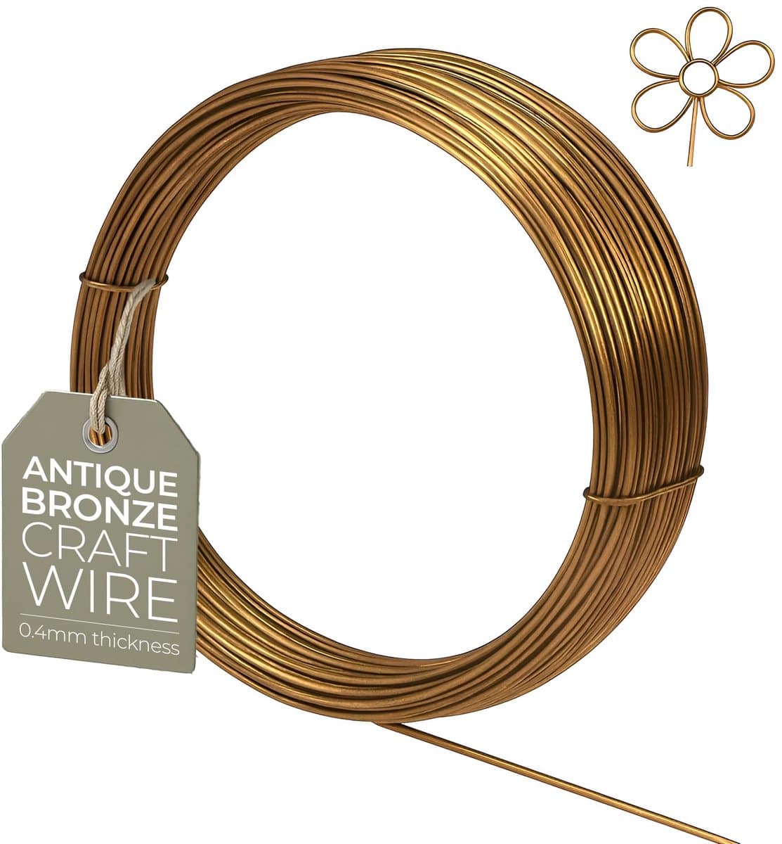 Draad, antiek brons, 0,4 mm, 26 gauge, niet-aantastend bronskleurig koperdraad voor het maken van sieraden, kralen en knutselen, 20 m