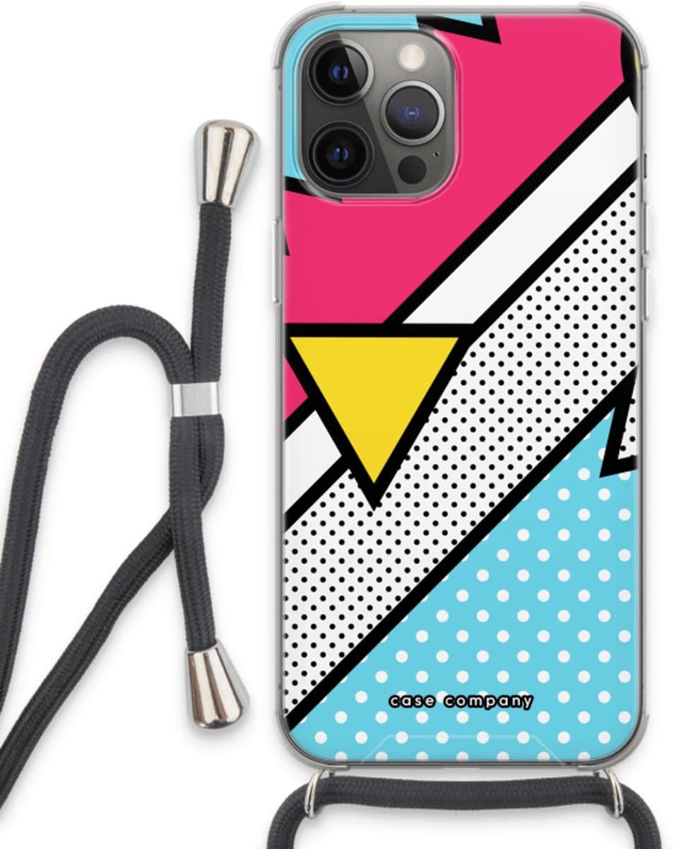 Case Company® - Hoesje met koord geschikt voor iPhone 13 Pro Max hoesje met Koord - Pop Art #3 - Telefoonhoesje met Zwart Koord - Bescherming aan alle Kanten en Over de Schermrand