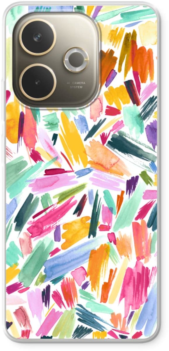 Case Company® - Hoesje geschikt voor Oppo A5 Pro hoesje - Watercolor Brushstrokes - Soft Cover Telefoonhoesje - Bescherming aan alle Kanten en Schermrand