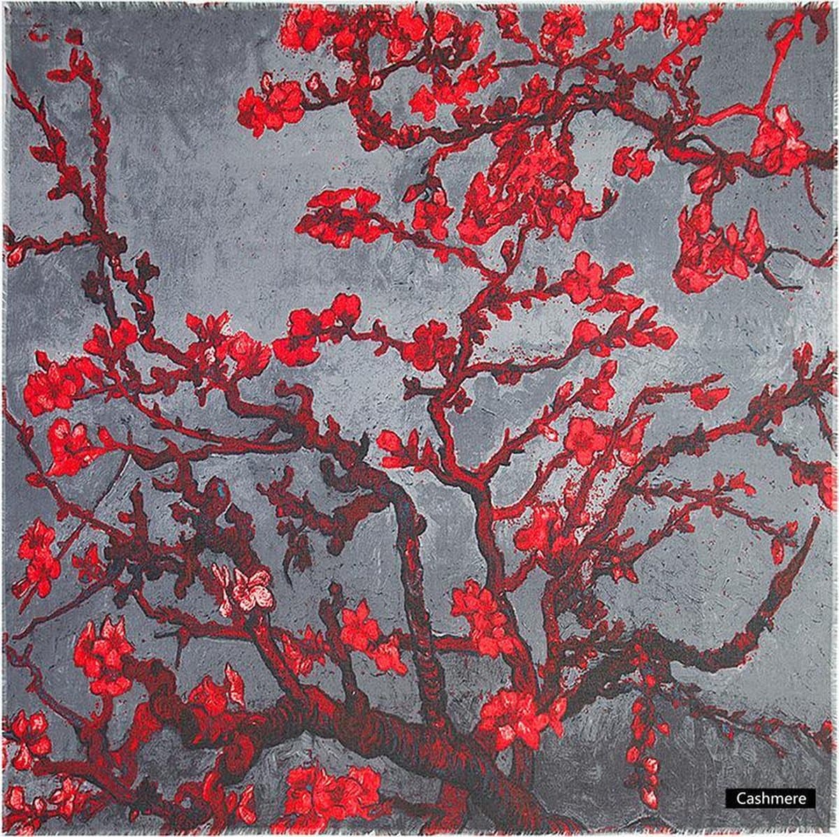 Emilie Scarves Cashmere sjaal Van Gogh Amandelbloesem - grijs