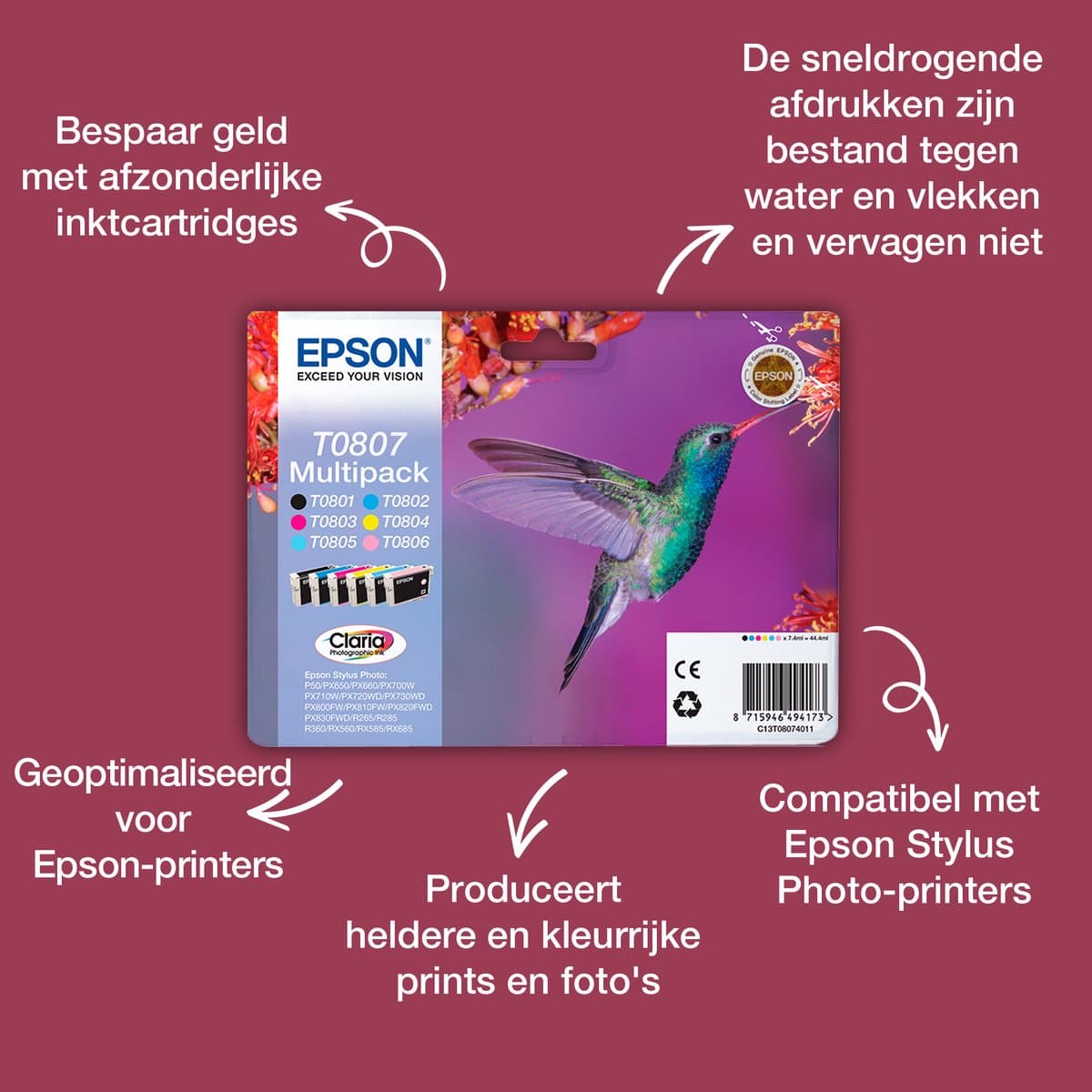 Epson T0801 - Inktcartrdige / Zwart