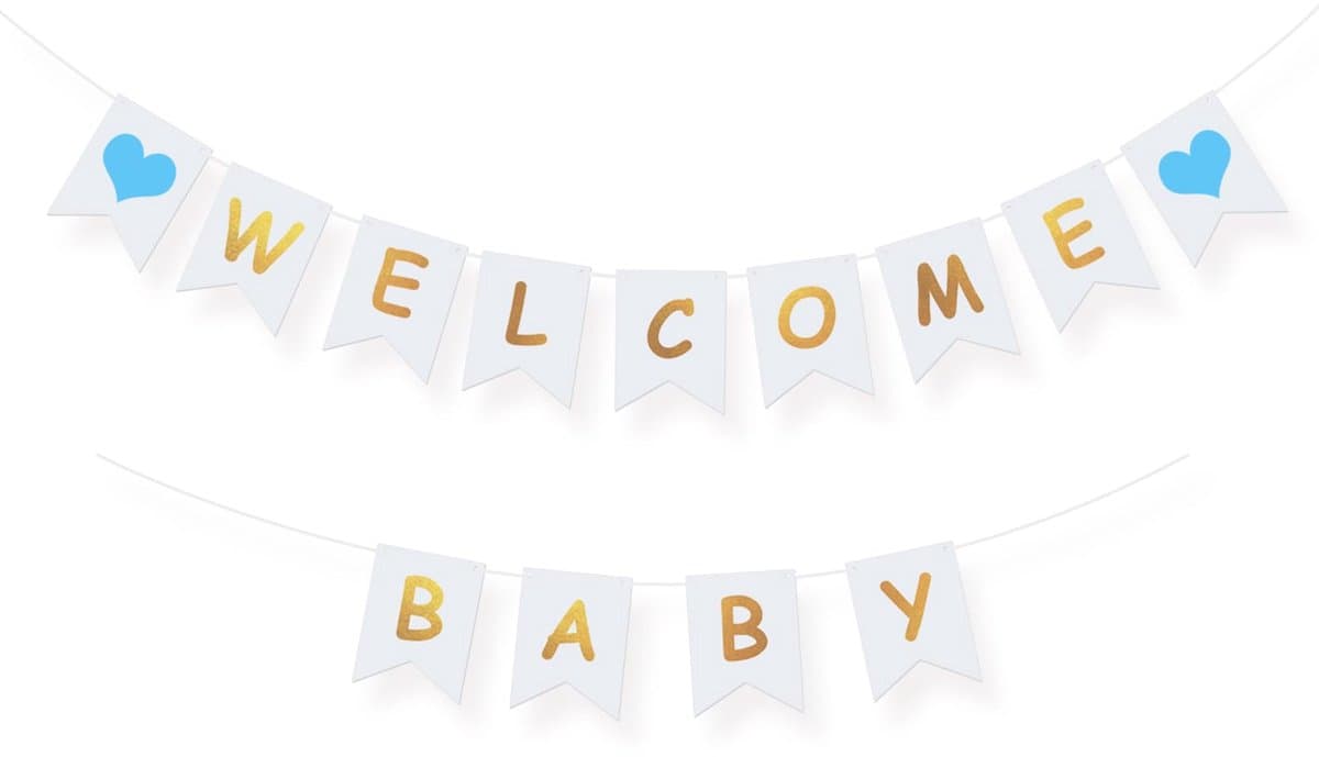 Baby Guirlande, Decoratie Welcome Baby Banner voor Baby Shower, Home Party, Baby Douche, Kinderen Verjaardag Deco Jongen(Blauw)