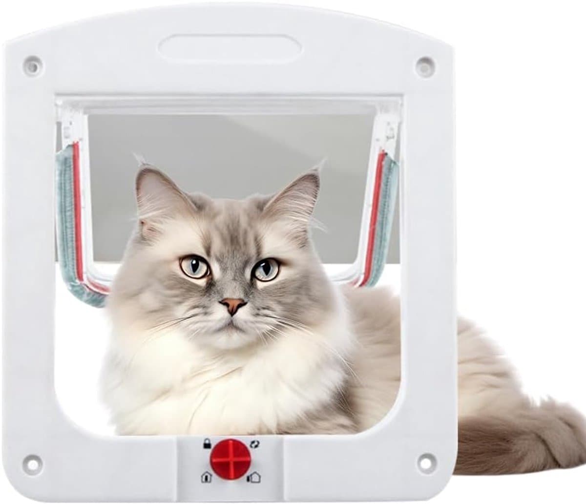 YAGXIG Kattenluik - Kattenhekje - Huisdierluik - Eenvoudig te installeren en te gebruiken - Geschikt voor bakstenen muren, houten deuren en katten en kleine honden - Wit - 20 x 24 cm