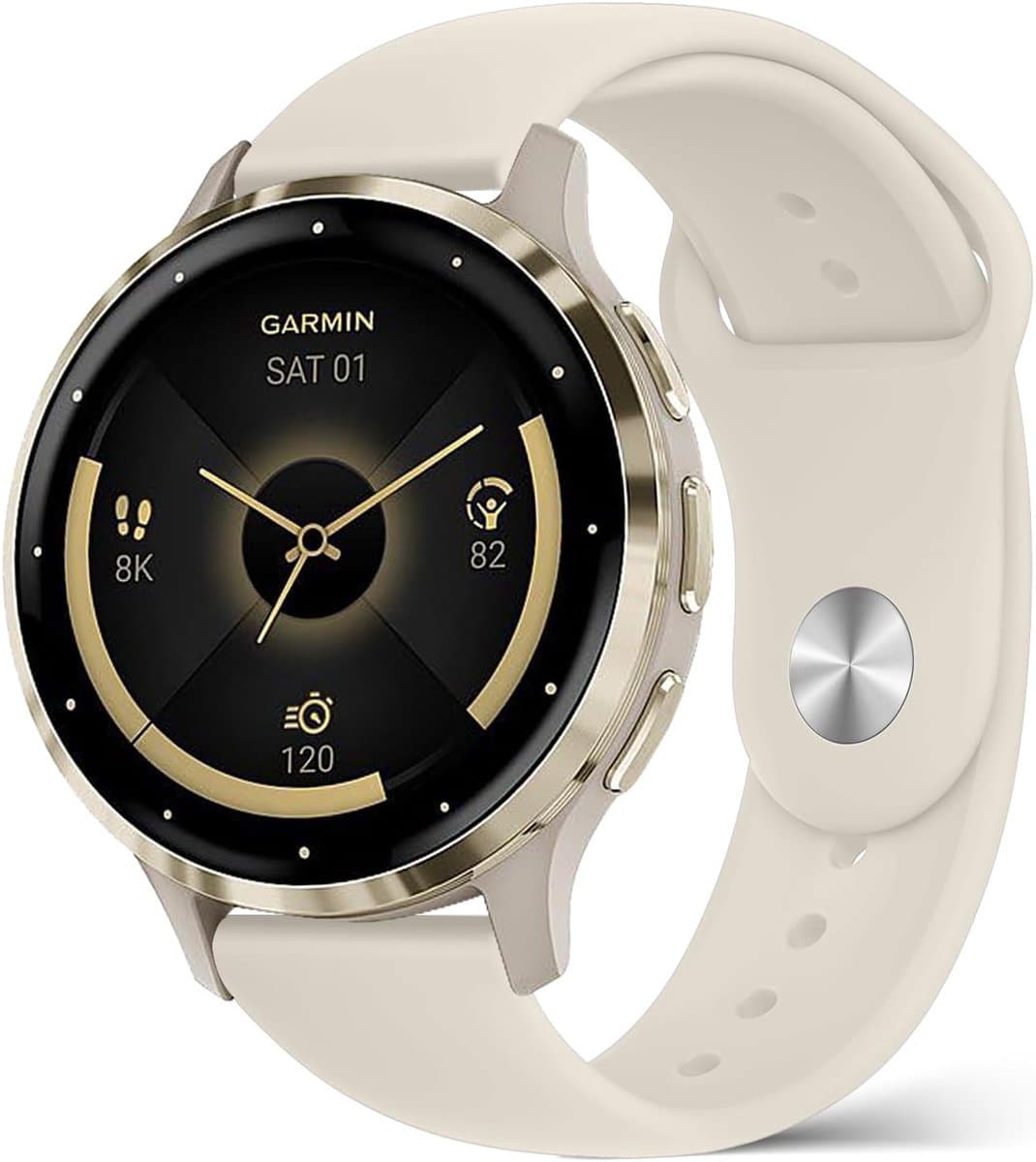 Siliconen armband 18 mm - beige - ademend en waterdicht - verstelbaar voor Garmin Venu 4/3S - ShopVlot