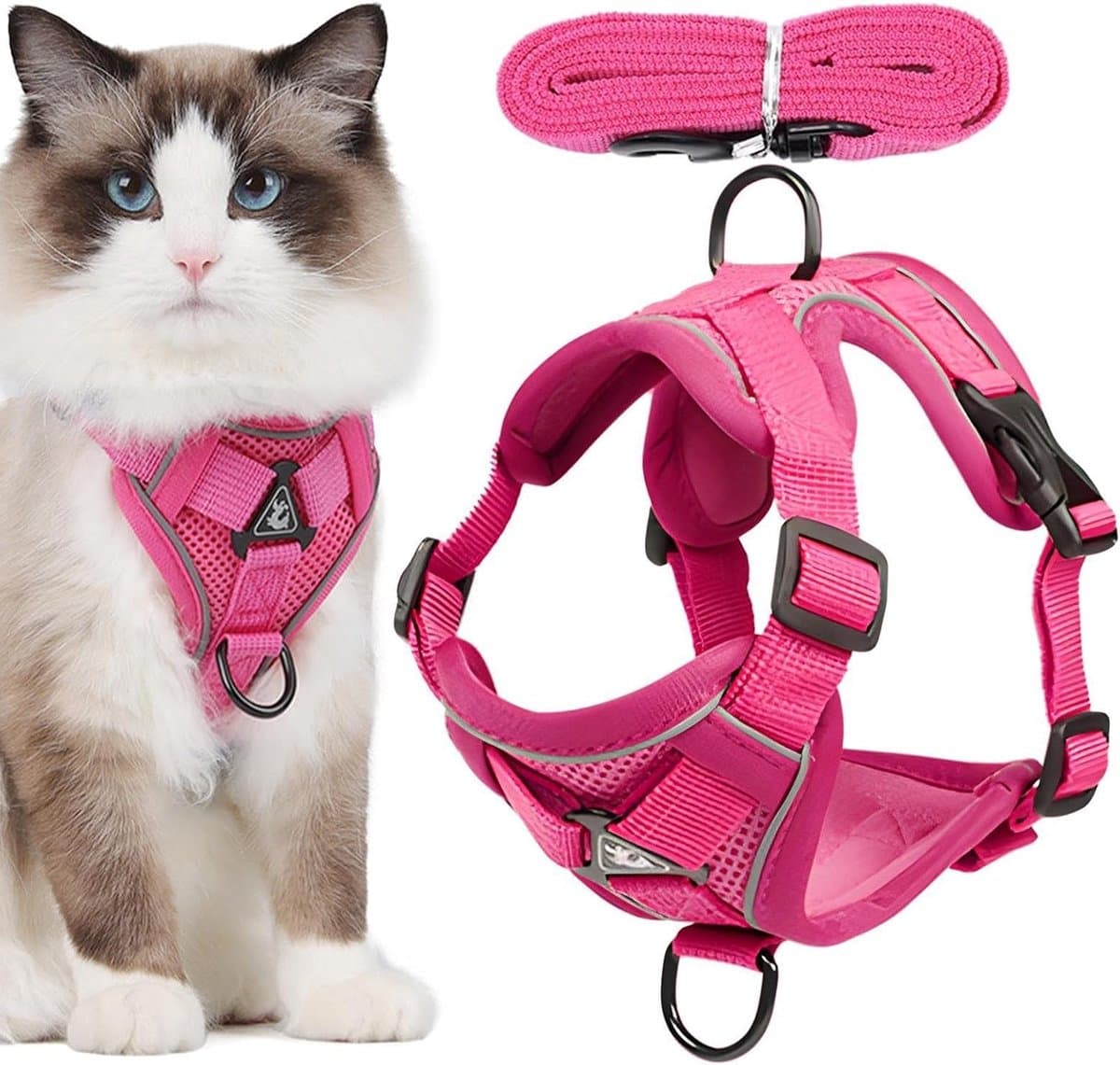 Kattenharnas - Huisdier tuigje - Veilig wandelen - Ontsnappingsbestendig ontwerp - Maat S - Roze
