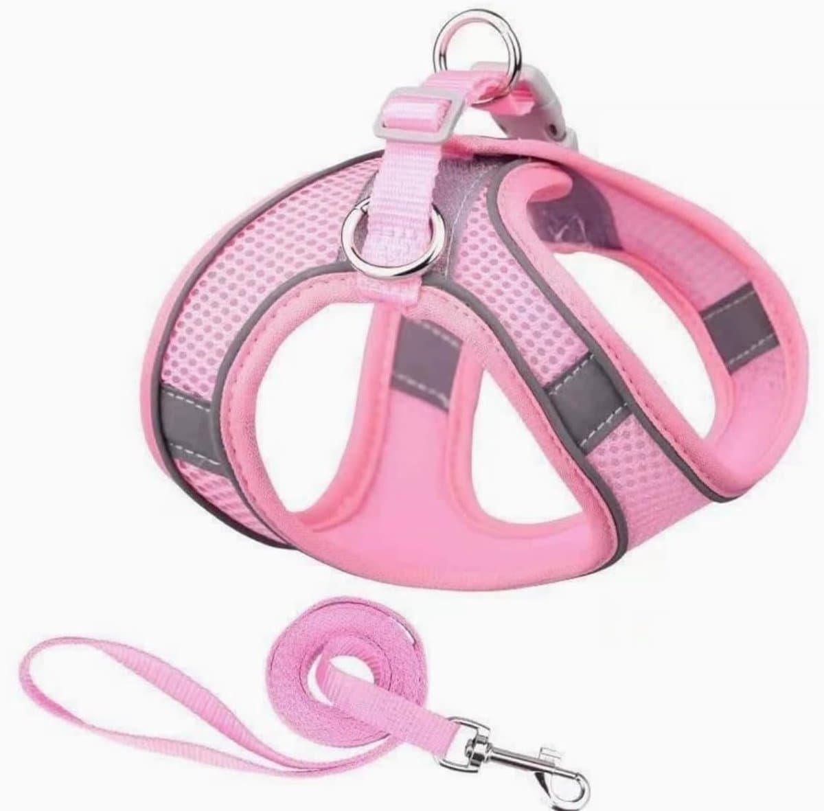 Hondenharnas Nylon - Honden tuigje - Comfortabel Wandelen - Geen Trek Ontwerp - Maat L - Roze