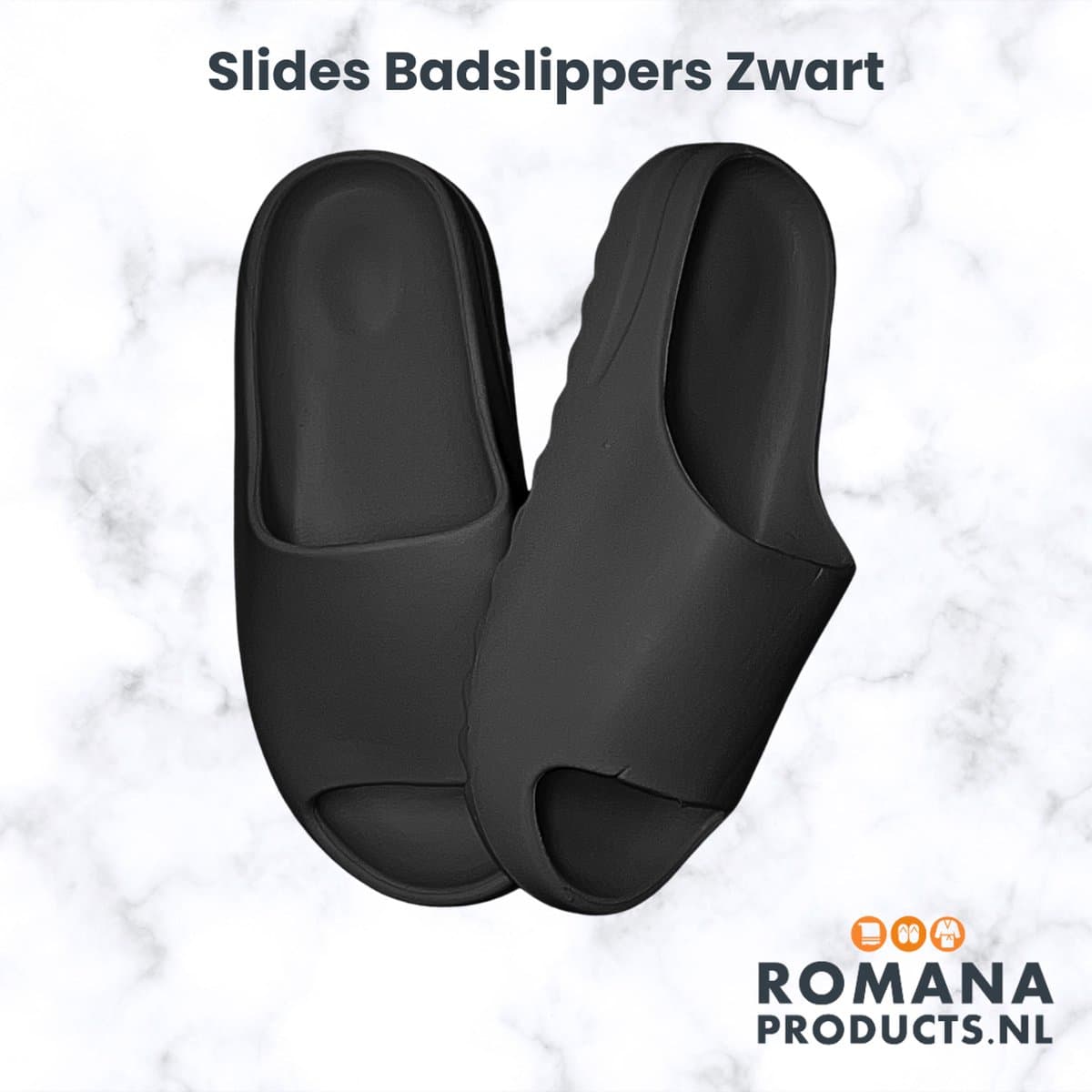 Romana Products Unisex Badslippers - Slides - Ideaal voor Hotel en Sauna - Zwart - Maat 40/41