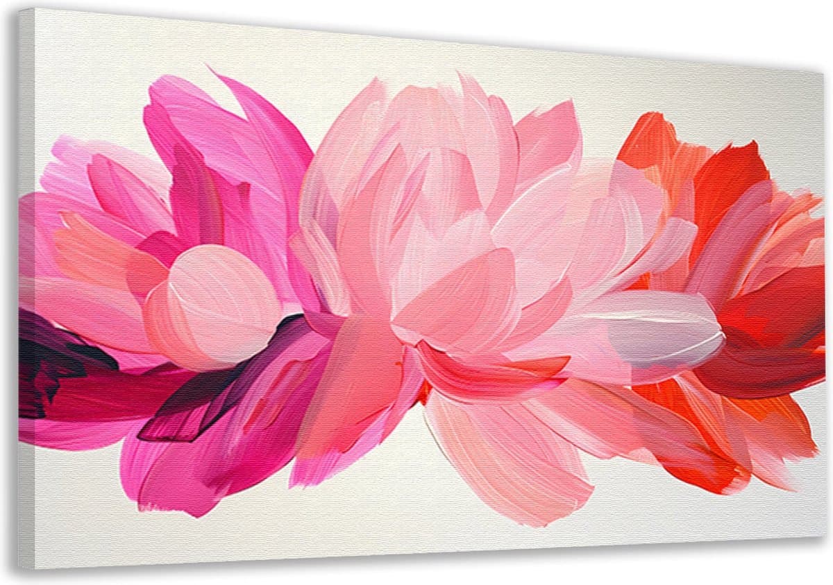Bloemen schilderij - Natuur portret - Schilderij op canvas Kleuren - Muurdecoratie landelijk - Canvas keuken - Decoratie slaapkamer canvas 70x50 cm