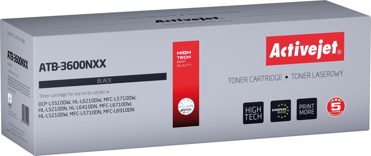 Activejet ATB-3600NXX Toner voor Brother printers; VervangingBrother TN3600XXL; Supreme; 11000 pagina's; zwart)