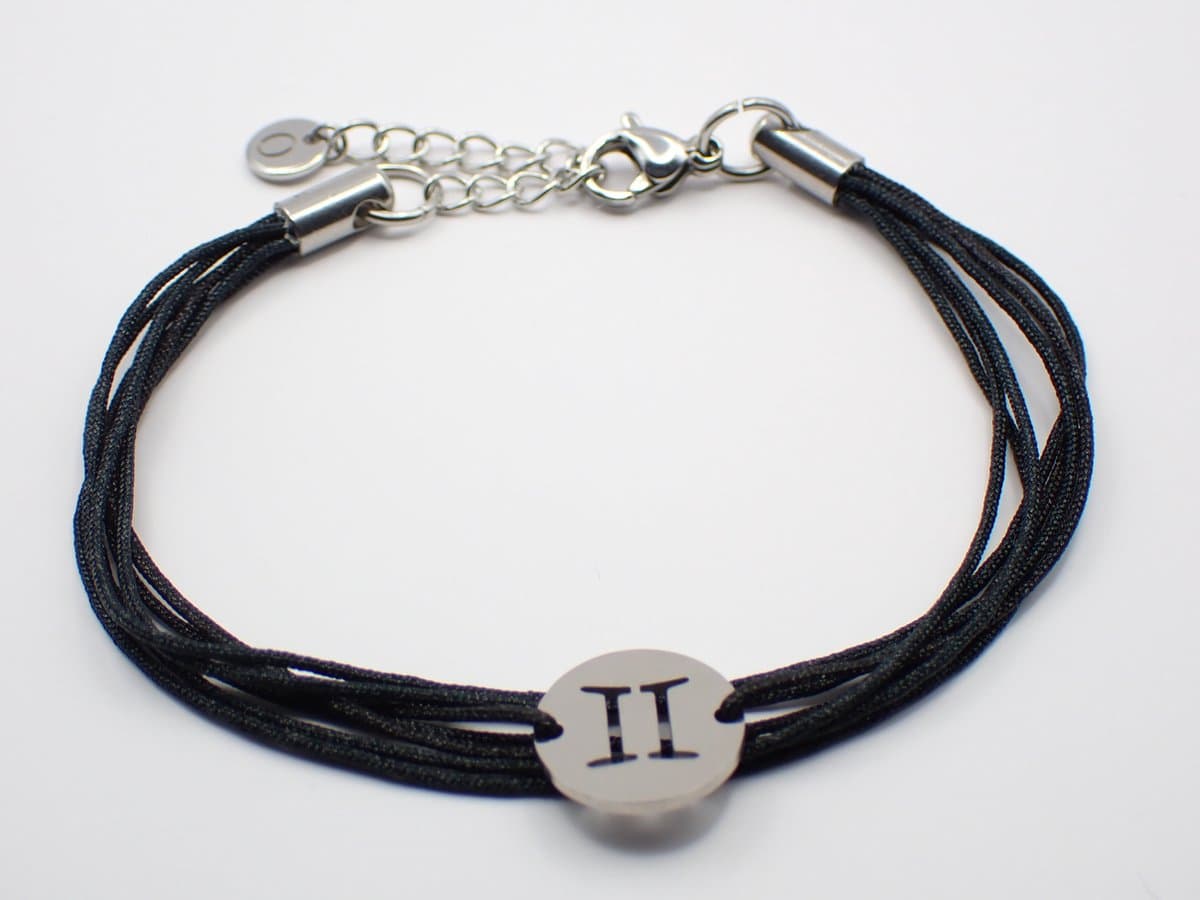 Colure® armband sterrenbeeld Tweelingen zwart koord