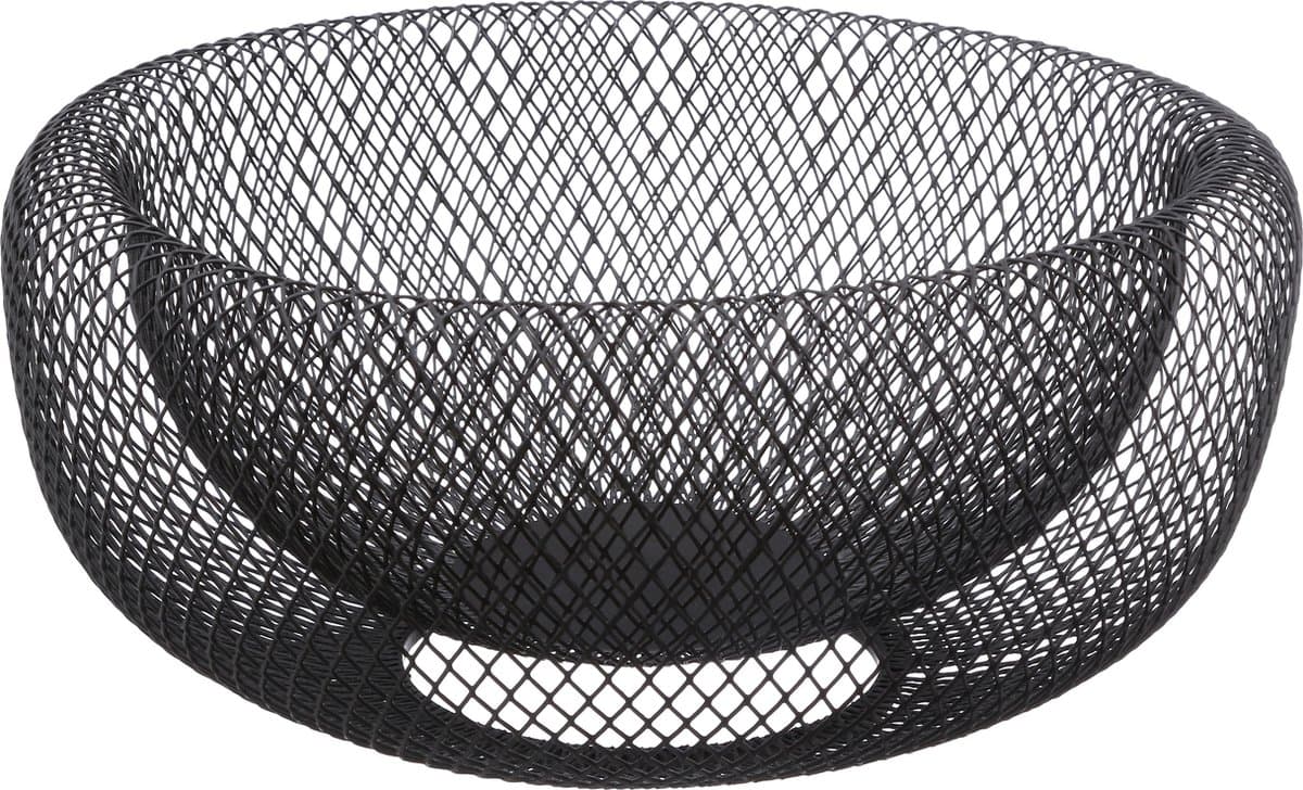 Secret de Gourmet Fruitschaal / fruitmand - zwart - metaal - 27 cm - Draadmand