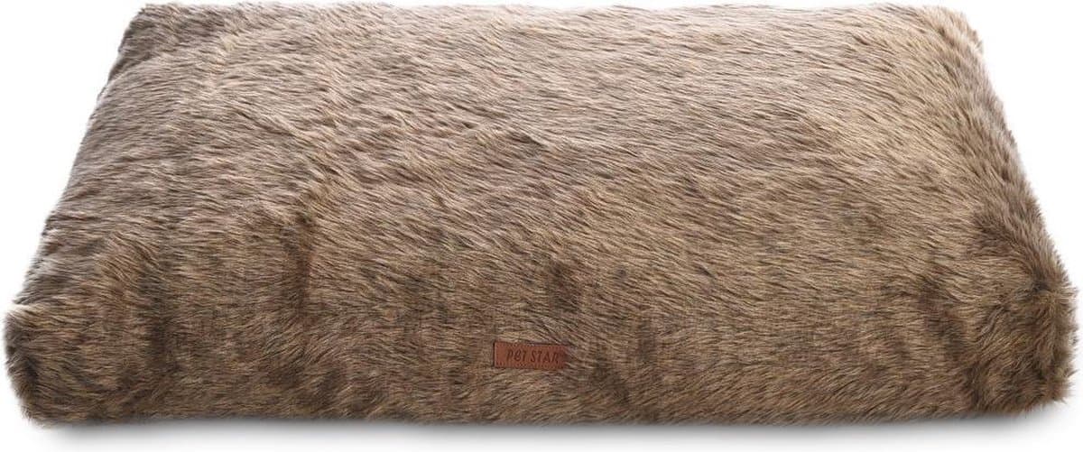 Topmast Hondenkussen Dierenkussen - Langhaar Pluche - zachte vulling - 91 x 69 cm - Bruin