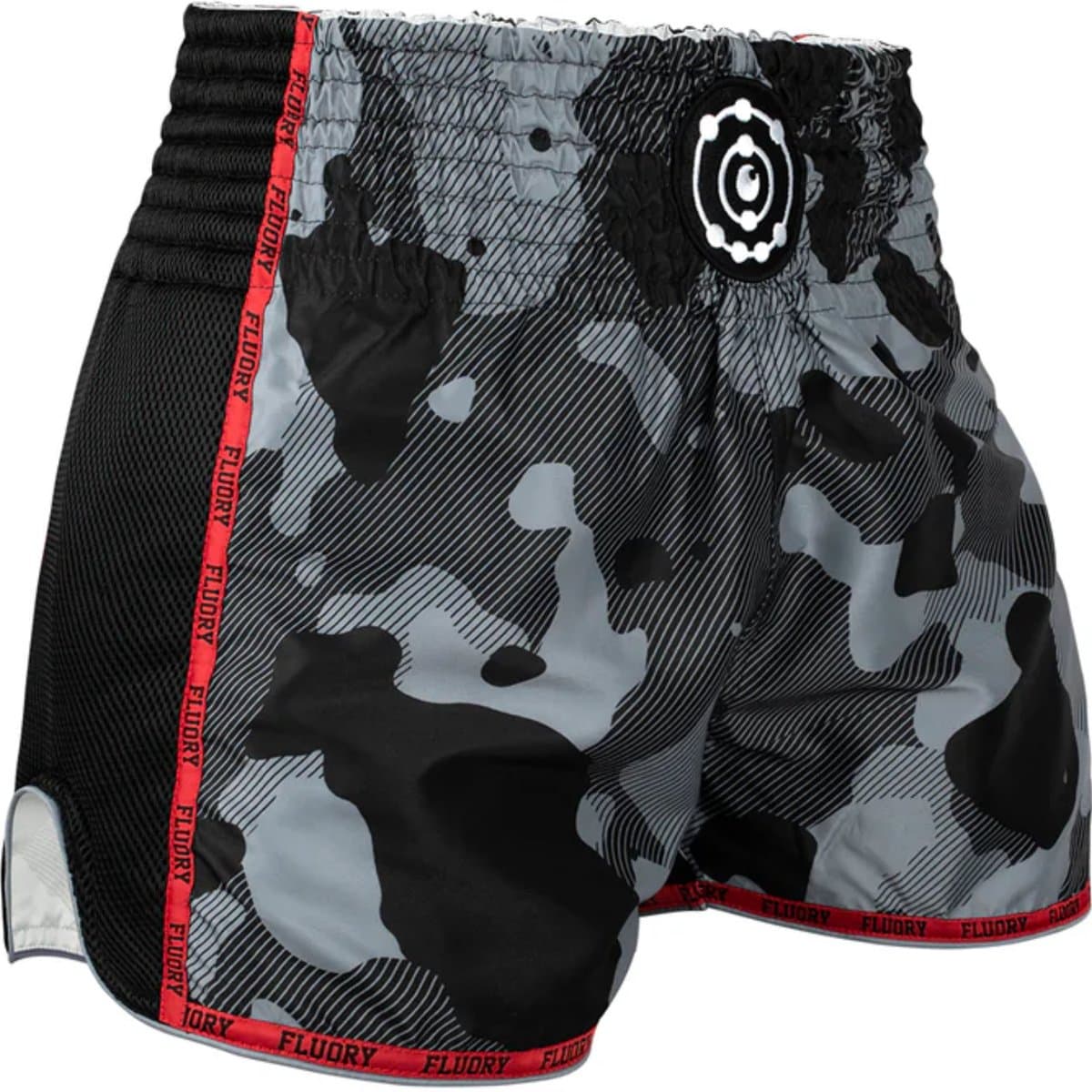 Fluory Muay Thai Kickboks Short Camouflage Zwart Grijs - S