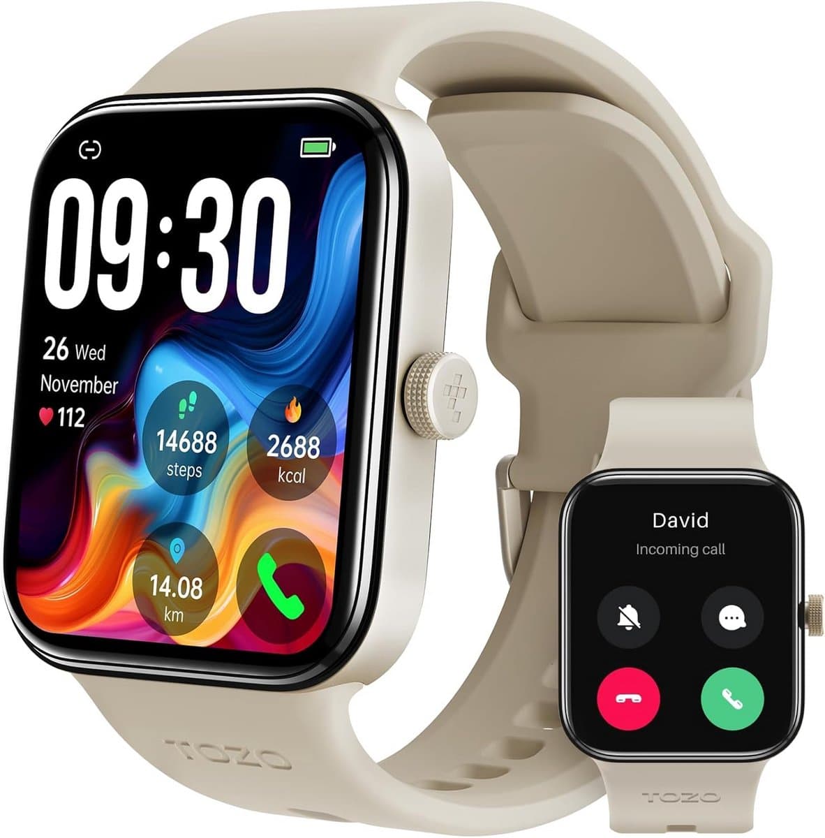 Smartwatch met AMOLED-scherm en Bluetooth Bellen - Fitnesstracker met Hartslag, Zuurstof & Slaapmonitoring - IP68 Waterdicht
