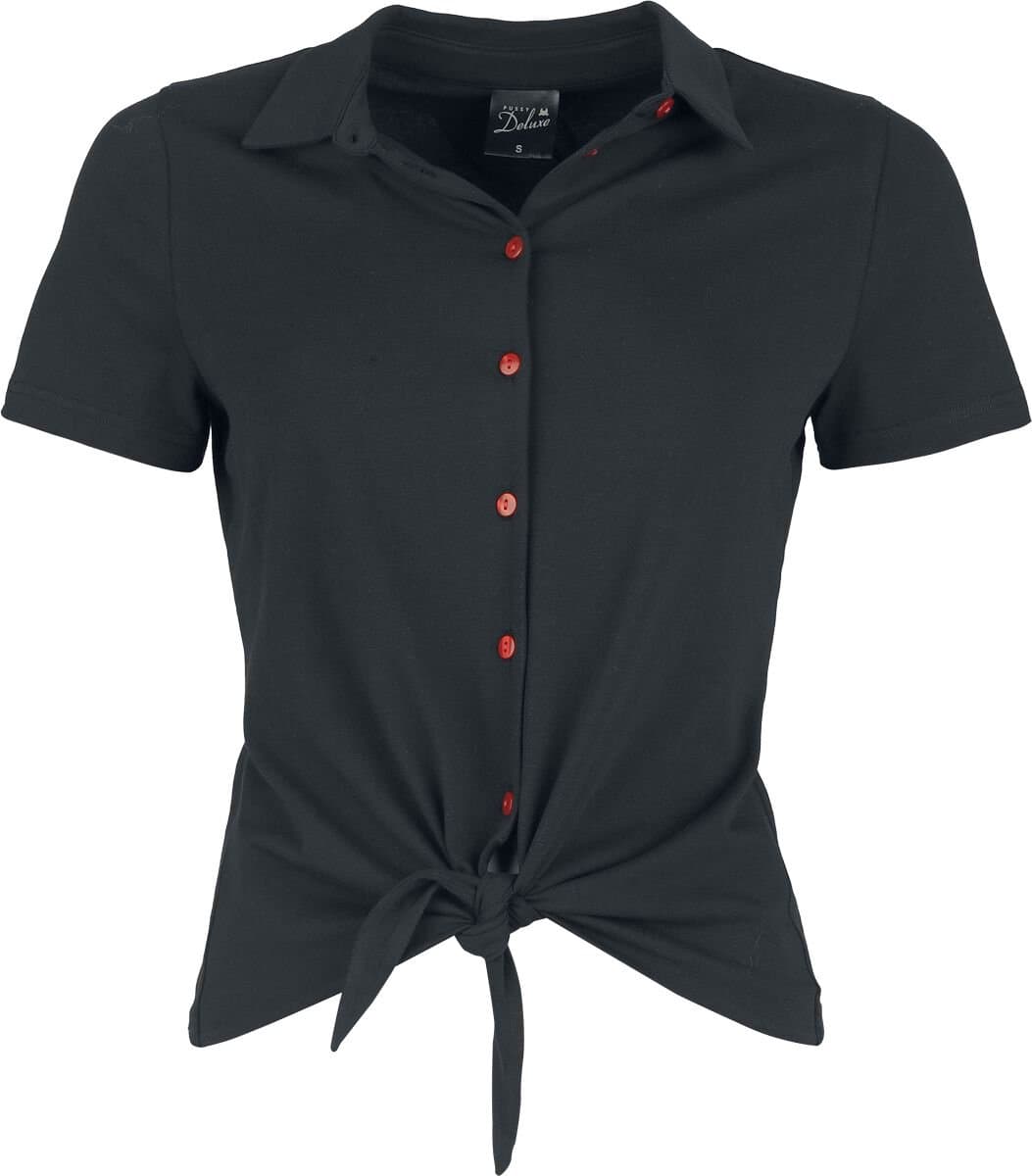 Pussy Deluxe Cherry Binding Blouse Dames Blouse - zwart - XL