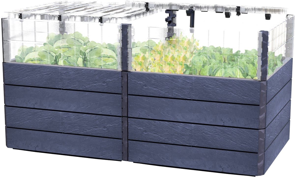 GARANTIA ERGO QUADRO TurboPlus 2 L 80 verhoogd tuinbed Stone, incl. FLORA waterbesparingssysteem