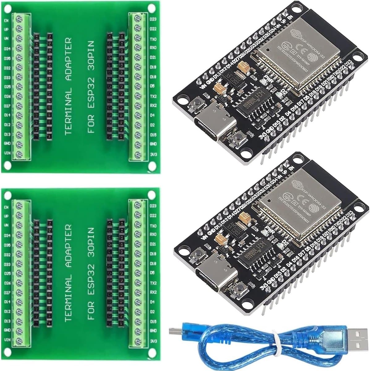Ontwikkelbord ESP32 - Microcontroller Module - IoT Projecten - Dual Mode WiFi Bluetooth - 30Pin - Blauw