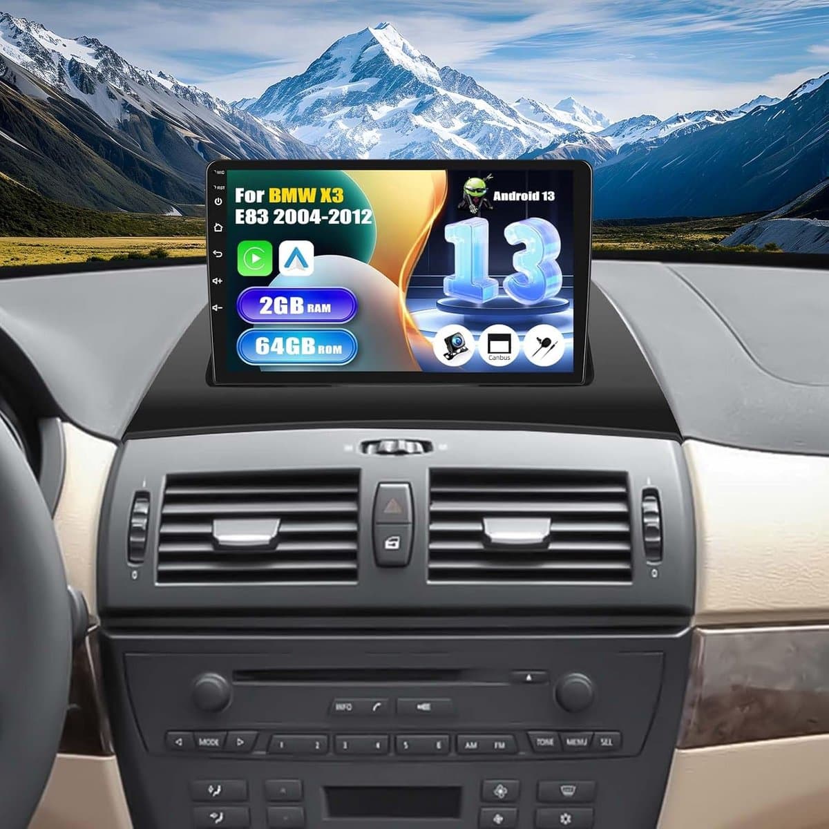 Android 13 Autoradio Navigatie met CarPlay/Android Auto voor BMW X3 E83 2004-2012