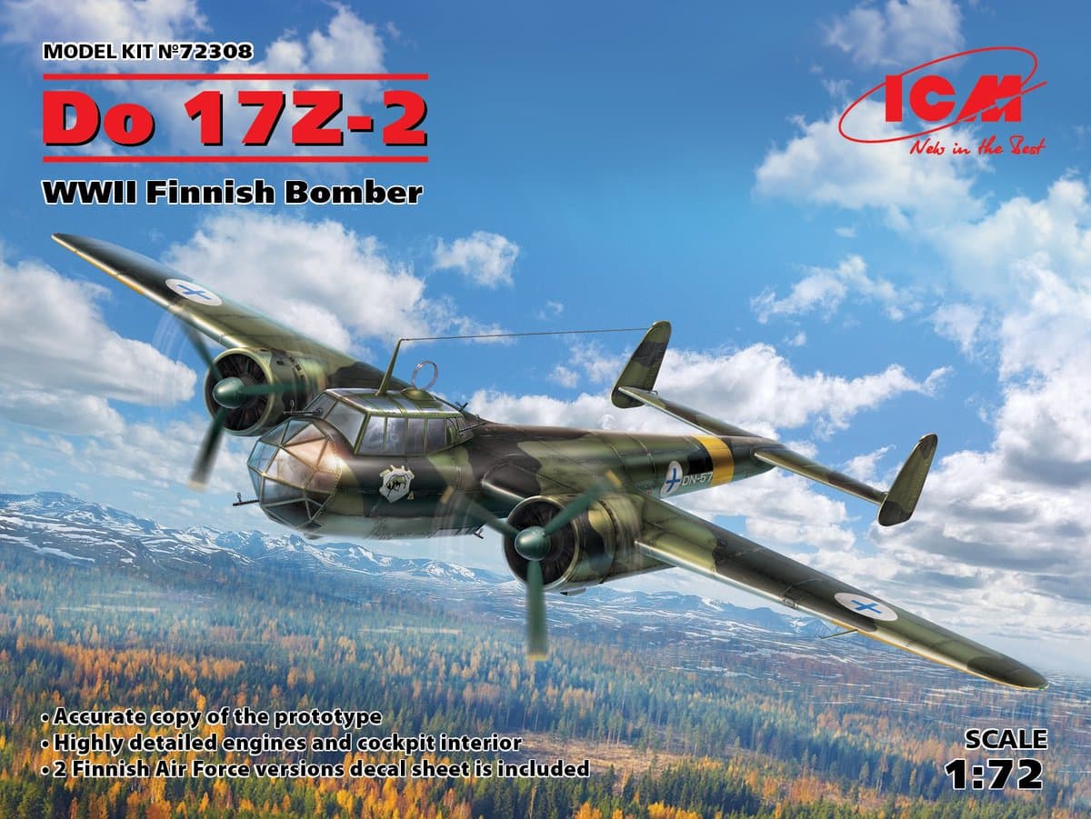 ICM Modelbouwpakket Militaire voertuigen - 72308 Do 17Z-2, WWII Finnish Bomber Plastic - 1:72 - Modelbouw