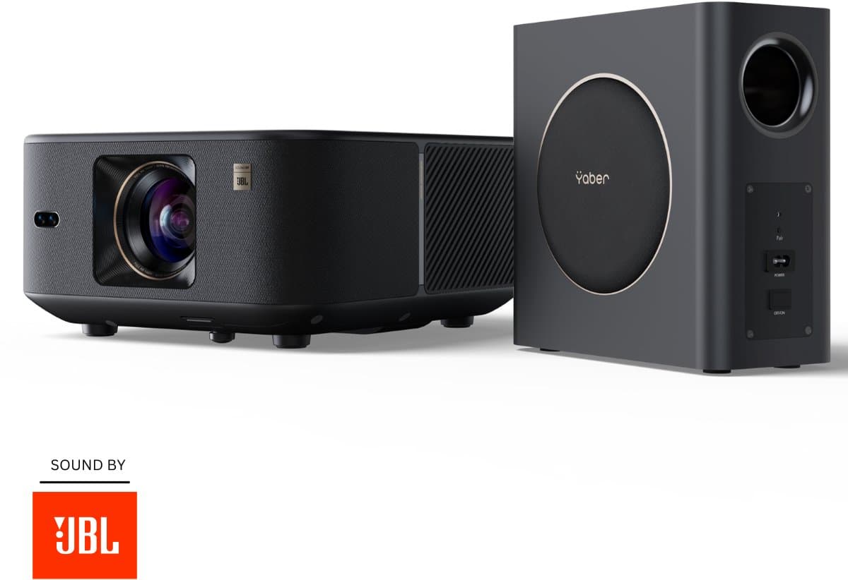 Yaber K3 Pro Beamer – 1600 ANSI Lumen – Full HD 1080p – Sound by JBL – Audio by Dolby – Inclusief Subwoofer – Automatische Focus & Keystone – Smart Beamer met Google TV – Dual-Band Wi-Fi & Bluetooth