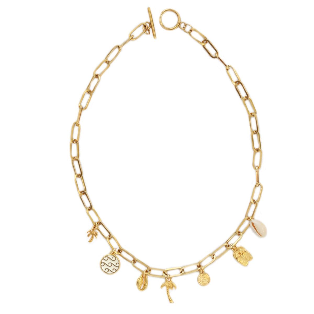 Gouden schakelketting beach bedels