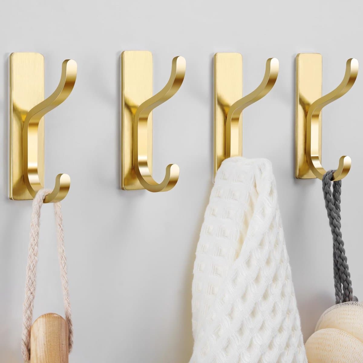 Zelfklevende wandhaken - roestvrijstaal - set van 4 - goud