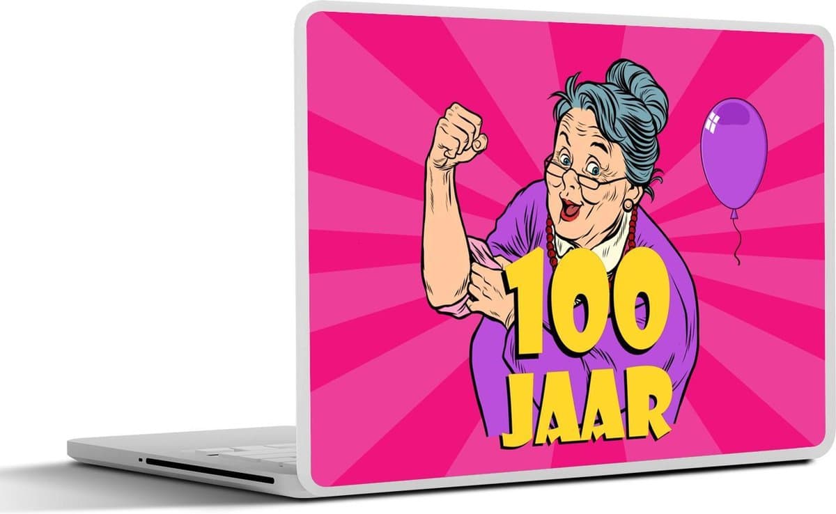 Laptop sticker - 10.1 inch - Verjaardag - Vrouw - 100 - 25x18cm - Laptopstickers - Laptop skin - Cover