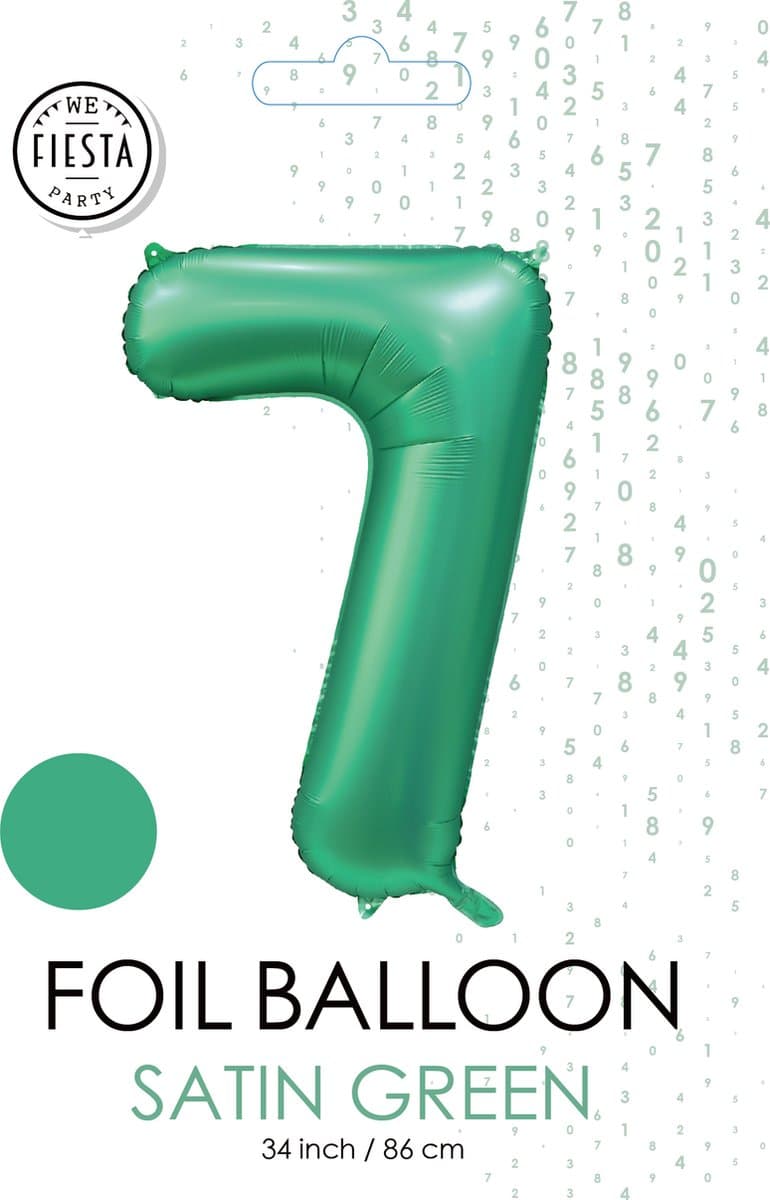 folieballon cijfer 7 mat groen metallic
