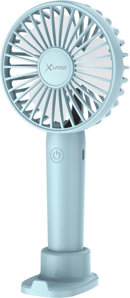XLayer – Handventilator - Draagbare Ventilator / Mini Ventilator – Oplaadbaar – 3 Standen – Met Telefoonstandaard - Blauw