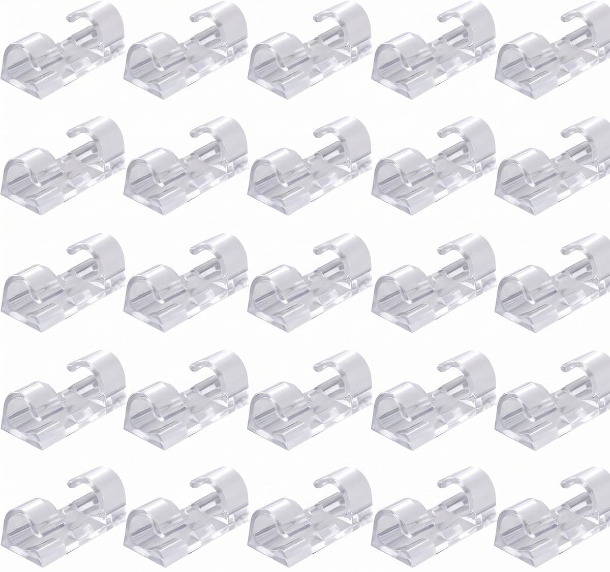 Kabelclips - 20 Stuks - Kabelhouder - Transparant - Zelfklevend - Kabelbinder - Kabel organiser - OXILO