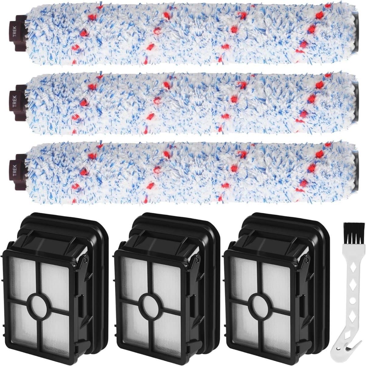 YOZHIQU Stofzuigeronderdelen - 7 Stuks - Huishoudelijke apparaten Accessoires - 3 Bodenbürste + 3 Filter + 1 Reinigungsbürste - Geschikt voor Bissell CrossWave 3-in-1 Stofzuiger - Geschikt voor Bissell 17132 2582N 2225N 1785 Serie