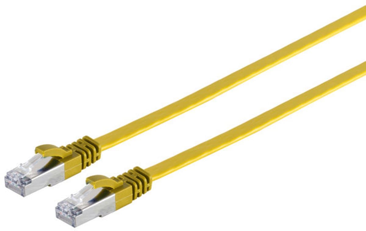 RJ45 Flachkabel m. CAT 7 Rohkabel slim gelb 0,25m
