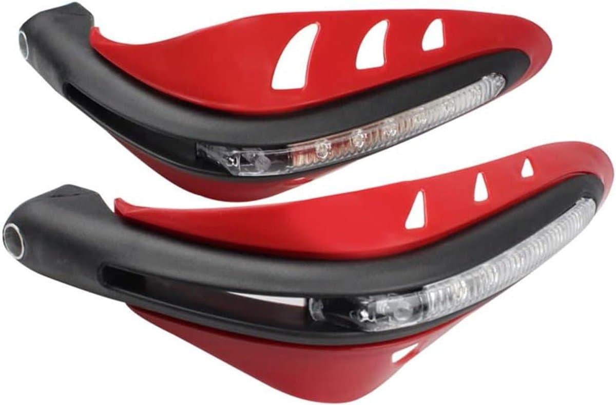 Motor Handkappen - Stuur Bescherming - Terrein Rijden - Geïntegreerde LED Verlichting - Universeel 22mm - Rood