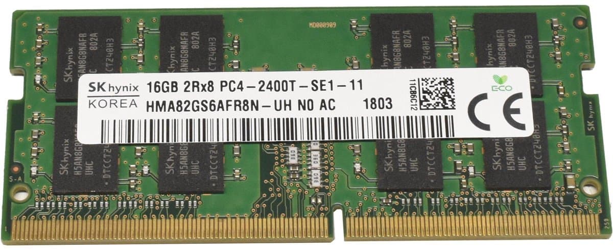 SK Hynix - Laptopgeheugen - HMA82GS6AFR8N-UH - 16GB - DDR4 - SODIMM - 2400T MHz - 1 x 16 GB