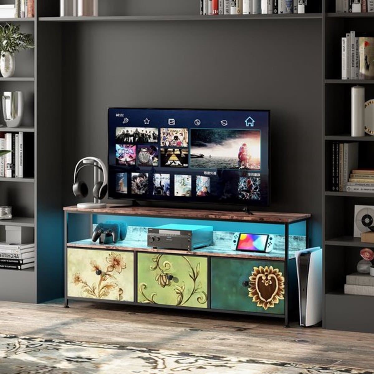 Retro Tv Meubel – Tv Kast – Entertainment Center – Mediameubel – Tv Stand – Voor Televisies Tot 50 Inch – Met Opberglade En Rustieke Houten Afwerking