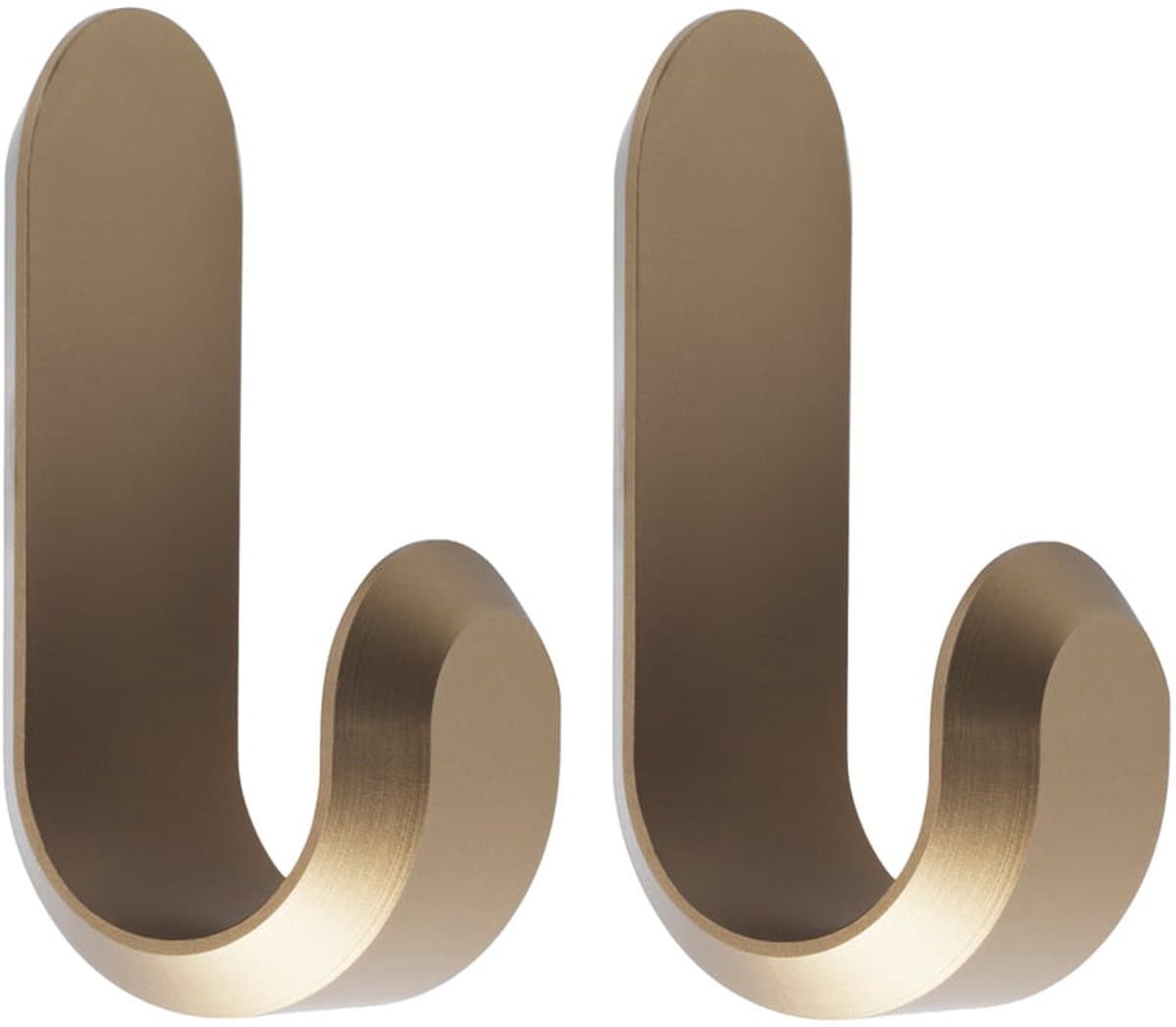Normann Copenhagen - Curve Wandhaak Mini, mat goud (set van 2)