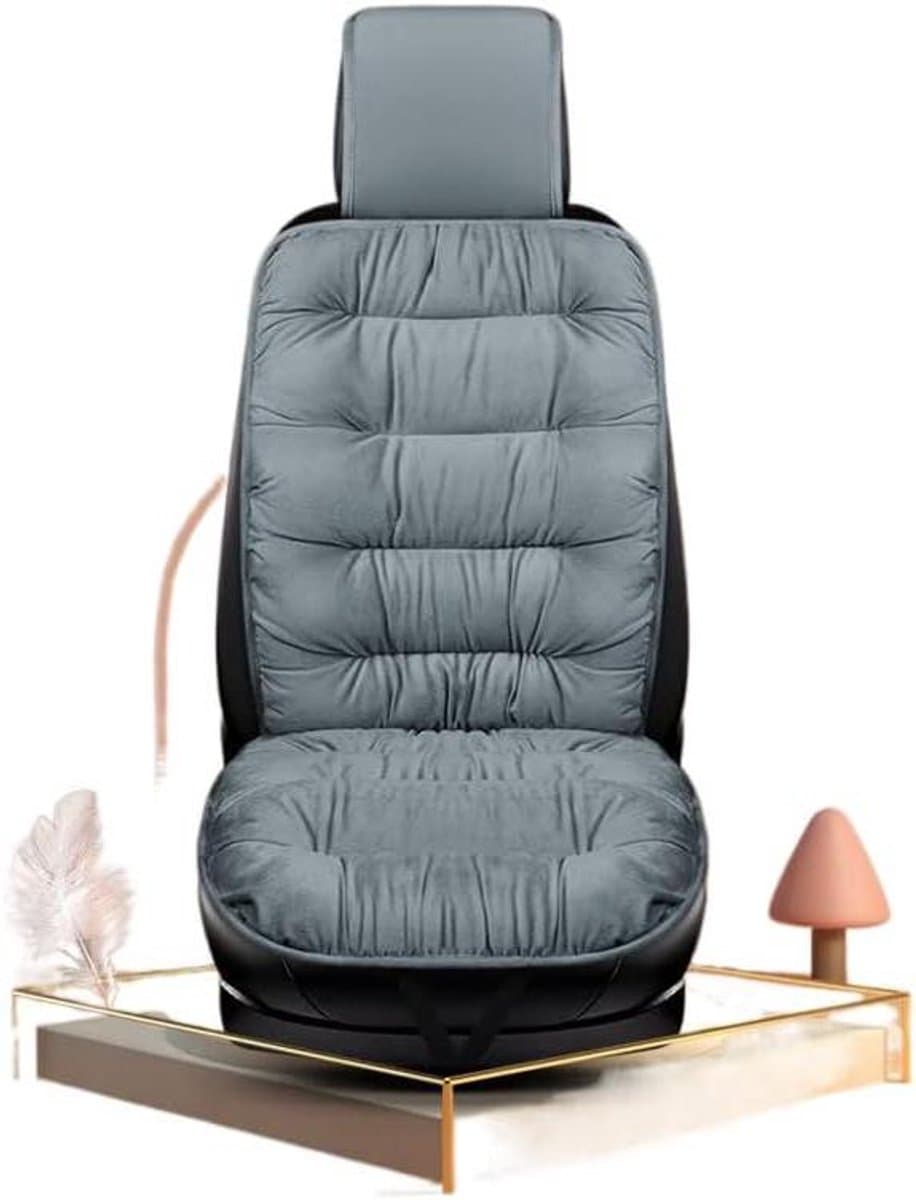 Autostoelkussen - Winter Pluche - Warmte Zitten - Extra Dik - Enkel Stuk - Zwart