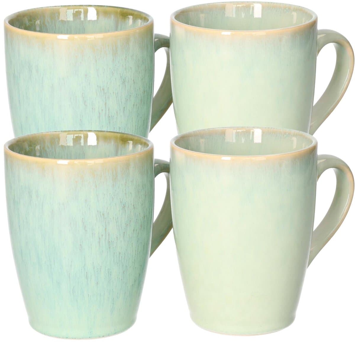 Siaki Koffiemok / theemok Faye - groen - set 4x - 340 ml - mokken - kerammiek - tas